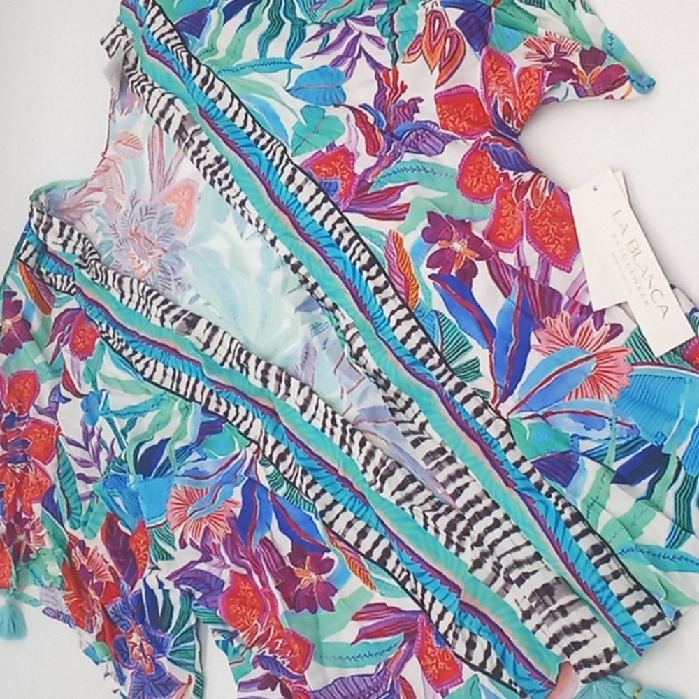 La Blanca Tropics of Tropez Tropical Print Kimono Cover-Up Multicolor One Size